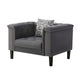 Aki Accent Chair | 44" | With Pillow | Tufted | Gray Velvet