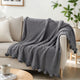 Nick Throw Blanket | 50 x 70 | Knit with Pom Poms | Stone Gray