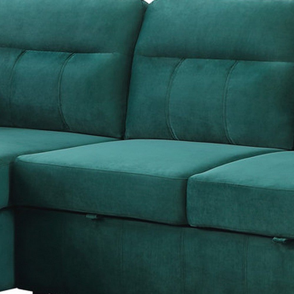 Irma 97 Inch 2 Piece Sectional Sofa Pull Out Bed Rolled Arm Green Velvet