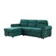 Irma 97 Inch 2 Piece Sectional Sofa, Pull Out Bed, Rolled Arm, Green Velvet