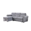 Irma 97 Inch 2 Piece Sectional Sofa, Pull Out Bed, Rolled Arm, Gray Velvet