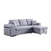 Everett 93 Inch Sleeper Sectional Sofa, Storage Chaise, Stools, Light Gray