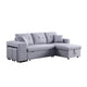 Everett 93 Inch Sleeper Sectional Sofa, Storage Chaise, Stools, Light Gray