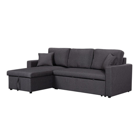 Sleeper Sectional | 82" | With Storage Chaise | Dark Gray