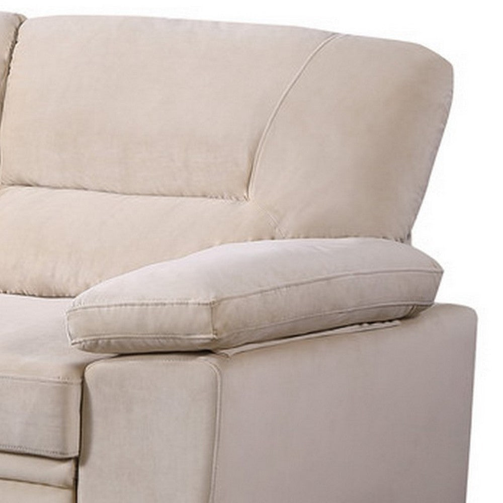 Exie 98 Inch 2 Piece Sectional Sofa Pull Out Bed Storage Beige Velvet