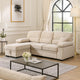 Exie 98 Inch 2 Piece Sectional Sofa, Pull Out Bed, Storage, Beige Velvet