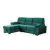 Exie 98 Inch 2 Piece Sectional Sofa, Pull Out Bed, Storage, Green Velvet