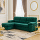 Exie 98 Inch 2 Piece Sectional Sofa, Pull Out Bed, Storage, Green Velvet