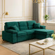 Exie 98 Inch 2 Piece Sectional Sofa, Pull Out Bed, Storage, Green Velvet