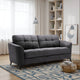 Odin Sofa | 79" | Tufted Cushions | Gray Linen | Black Frame