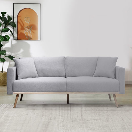 Mico 75 Inch Modern Sofa, USB Charging Ports and Side Pocket, Light Gray By Casagear Home