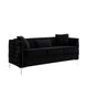 Zion 2 Piece Sofa and Loveseat Set Deep Button Tufted Jet Black Velvet BM287661