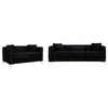 Zion 2 Piece Sofa and Loveseat Set, Deep Button Tufted, Jet Black Velvet