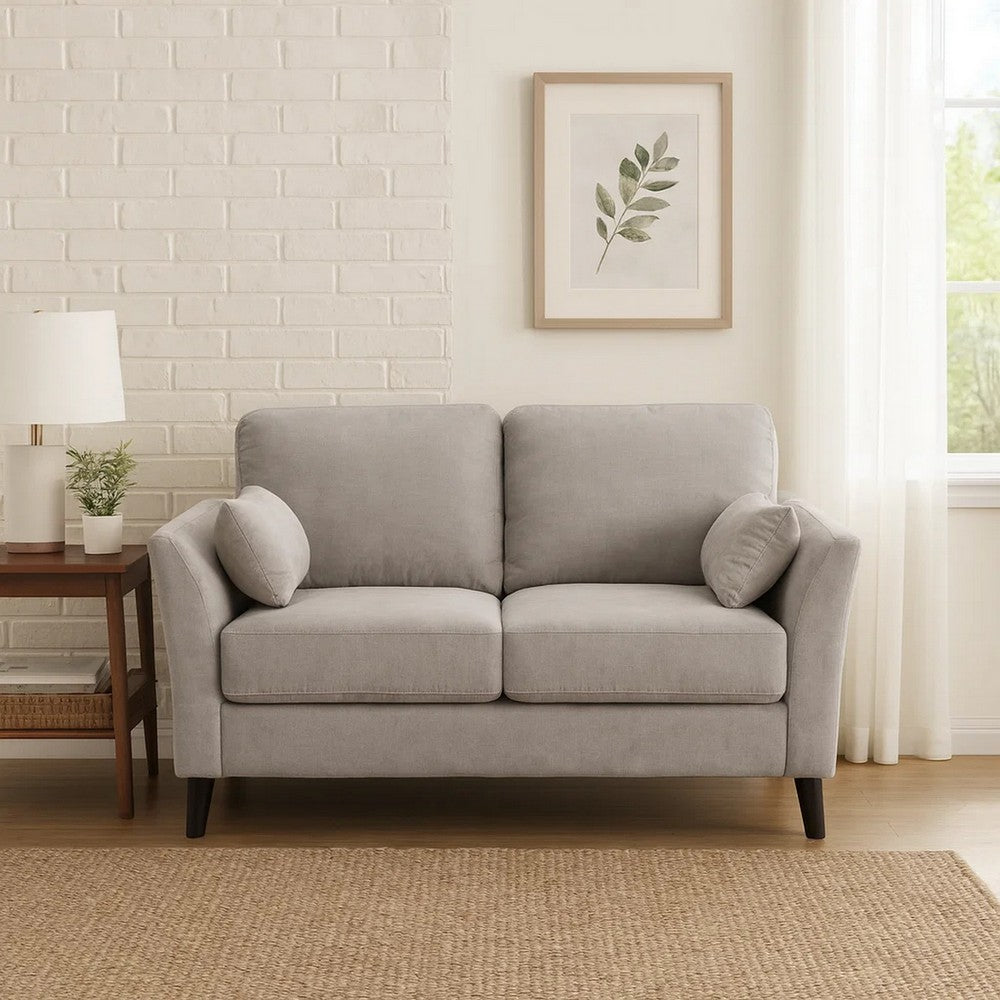 Otto Loveseat | 57" | Padded Cushions | Throw Pillows | Gray