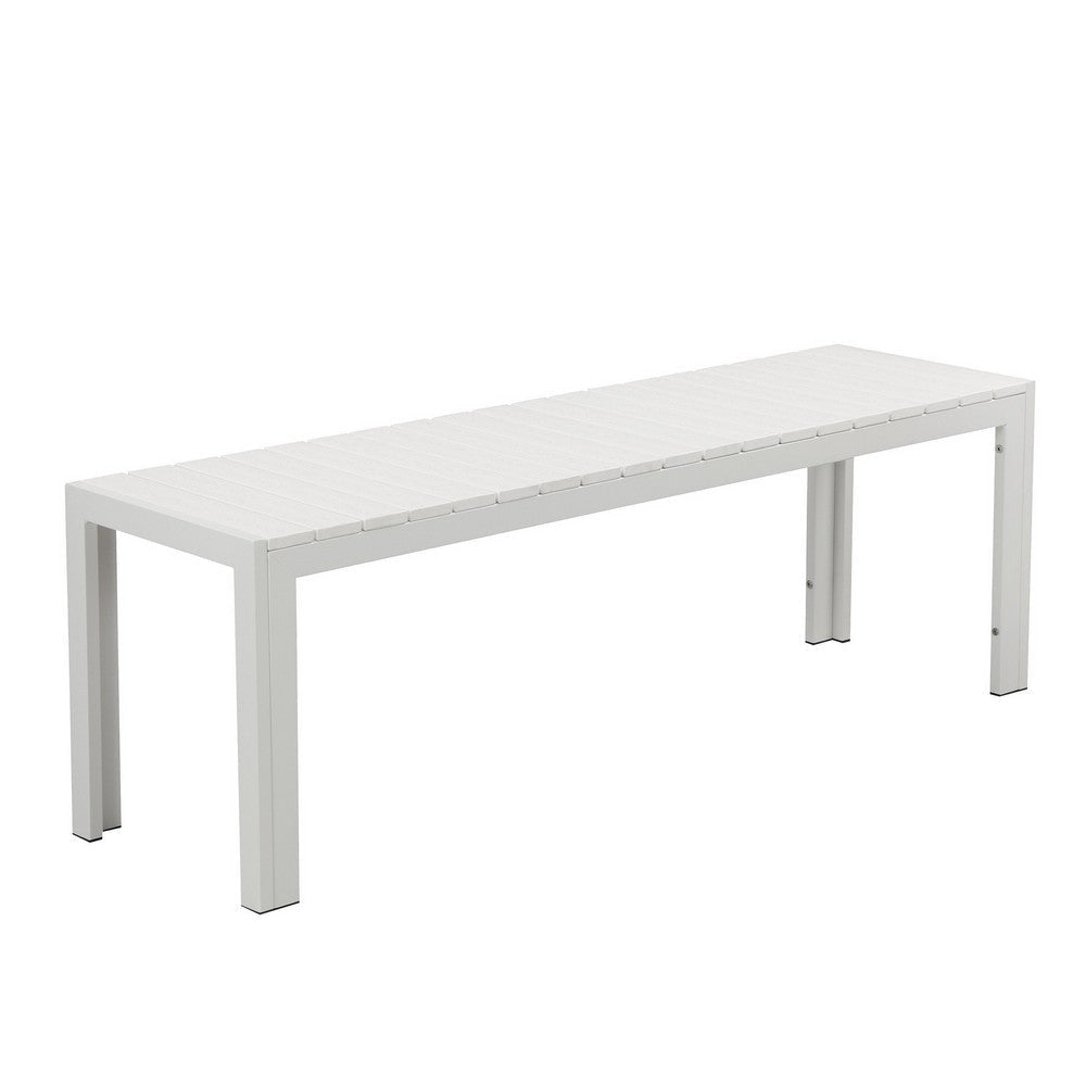 Theo Outdoor Bench | 53’’ | Aluminum | White Plank Style Seat BM287720