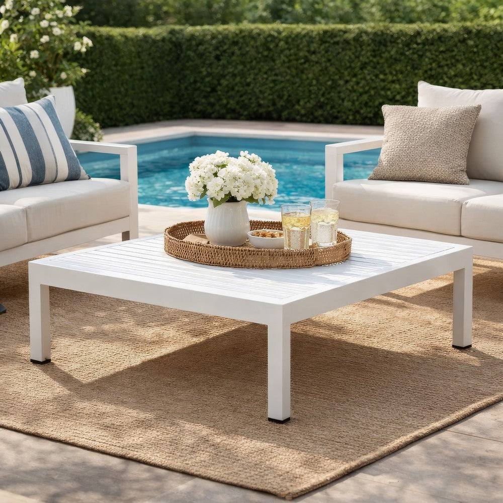 Cilo Coffee Table | 32" | Rectangular | White Aluminum Frame