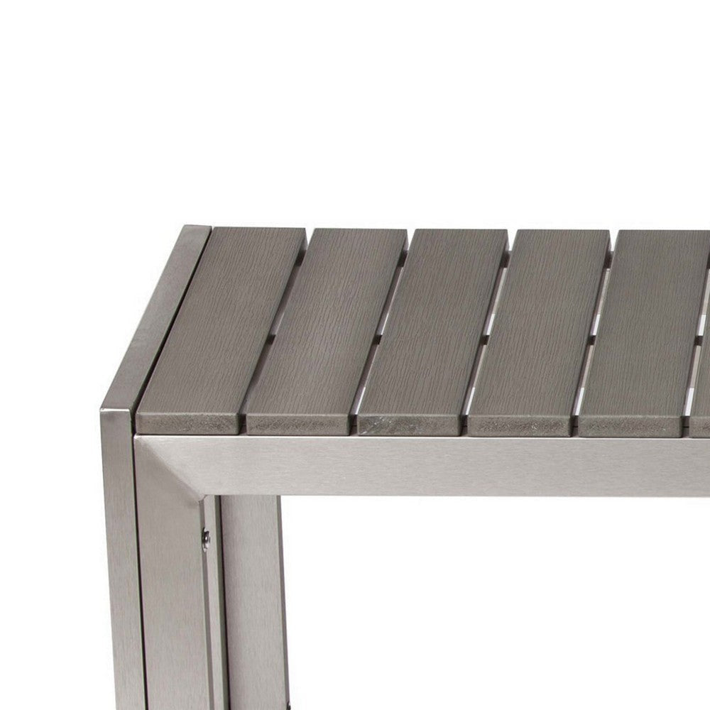 Theo Outdoor Bench | 53’’ | Aluminum | Gray Plank Style Seat BM287726