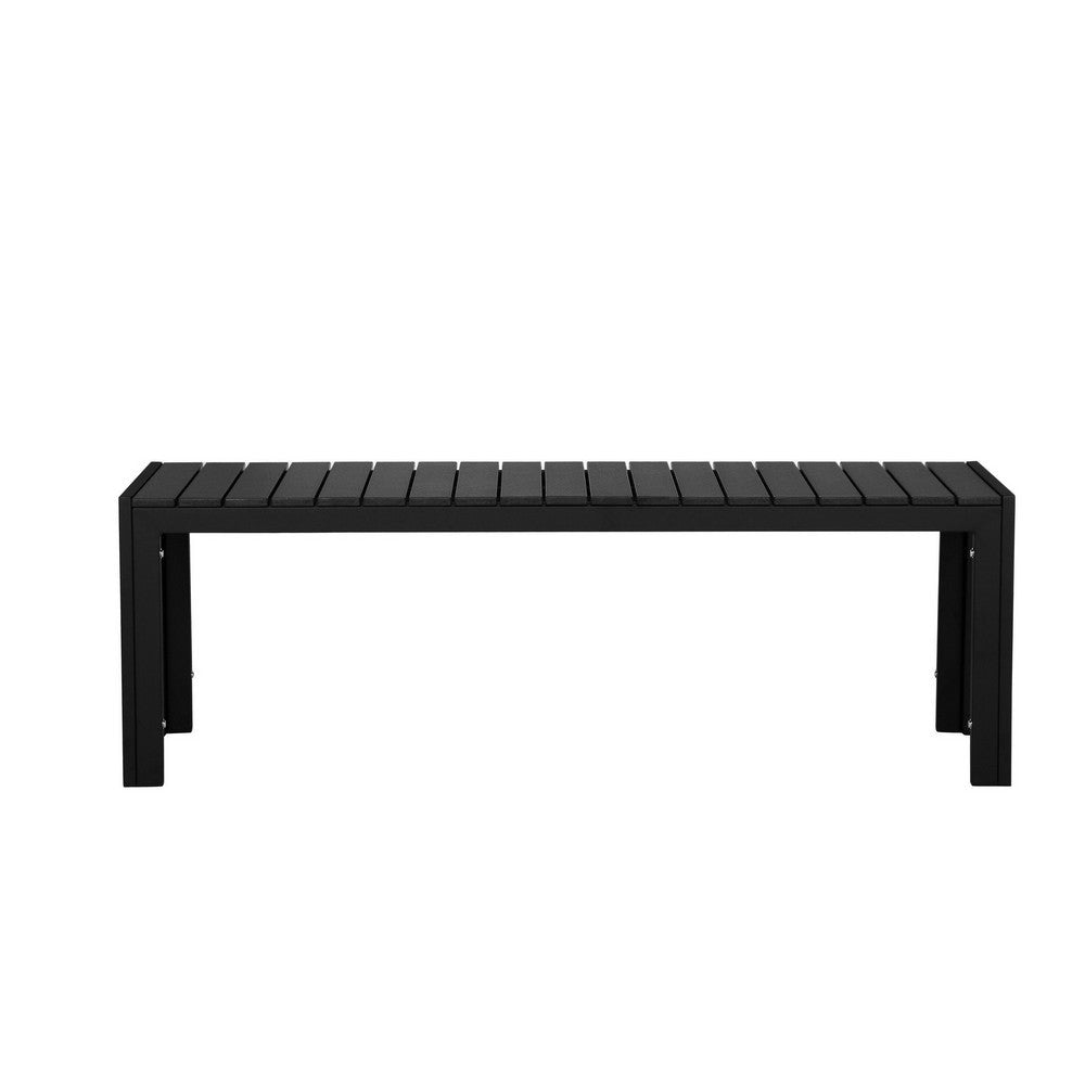 Theo Outdoor Bench | 53’’ | Aluminum | Black Plank Style Seat BM287727