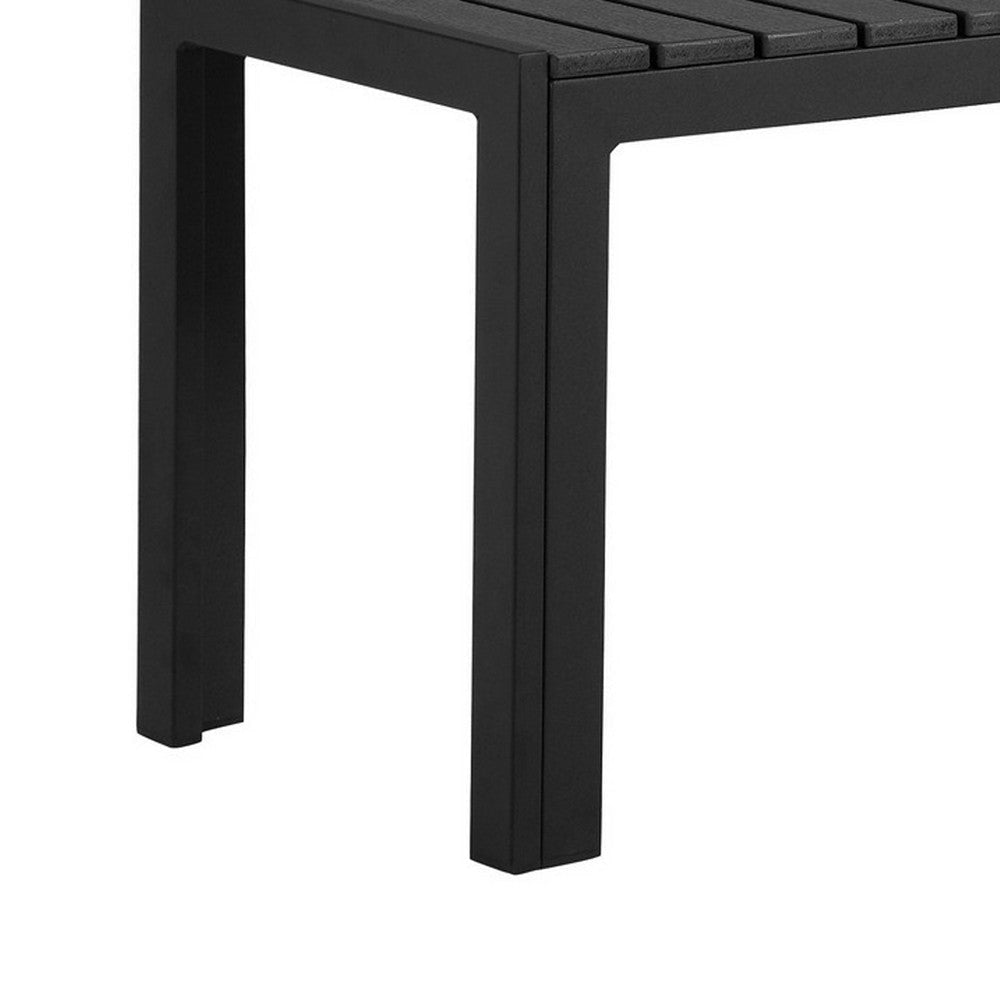 Theo Outdoor Bench | 53’’ | Aluminum | Black Plank Style Seat BM287727