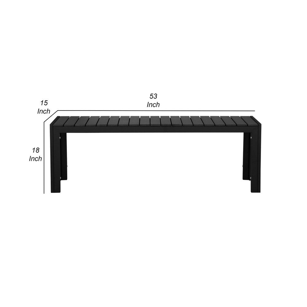 Theo Outdoor Bench | 53’’ | Aluminum | Black Plank Style Seat BM287727
