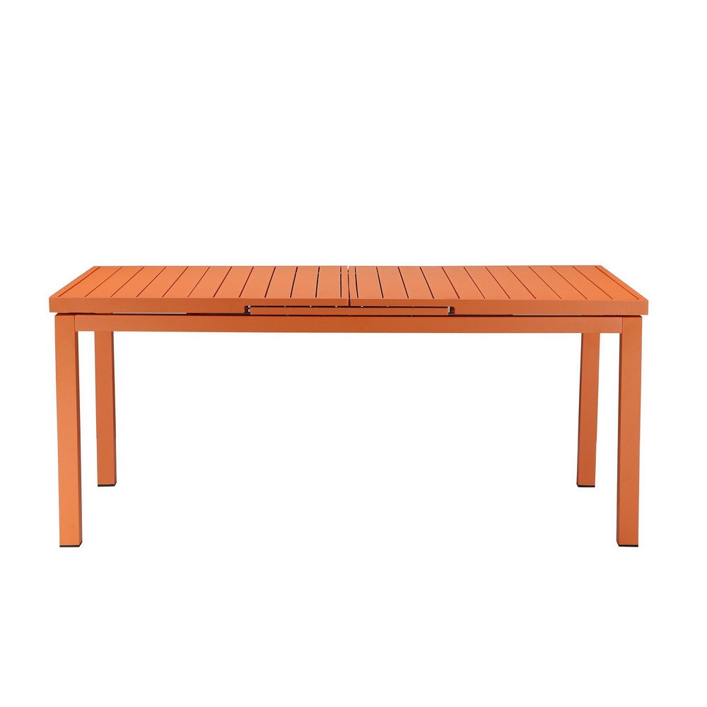 Meta Dining Table | 95" | Extendable | Orange Aluminum Plank Top