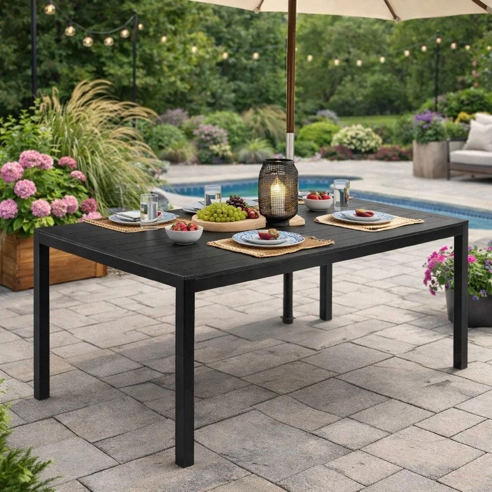 Fifi Dining Table | 71" | Outdoor | Black Frame | Polyresin Top