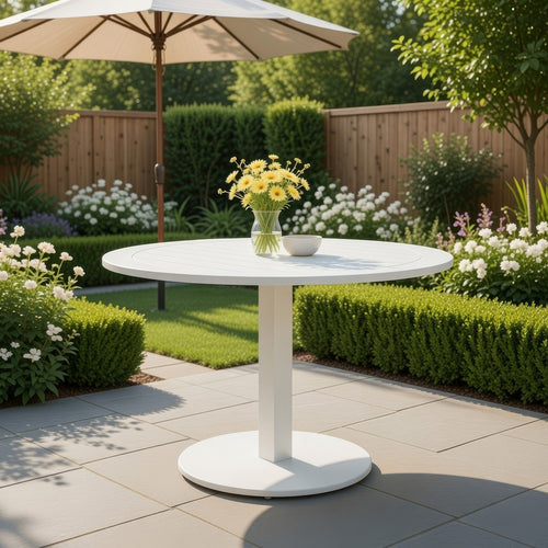 Keli Dining Table | 35" Round | Foldable | White Aluminum Frame