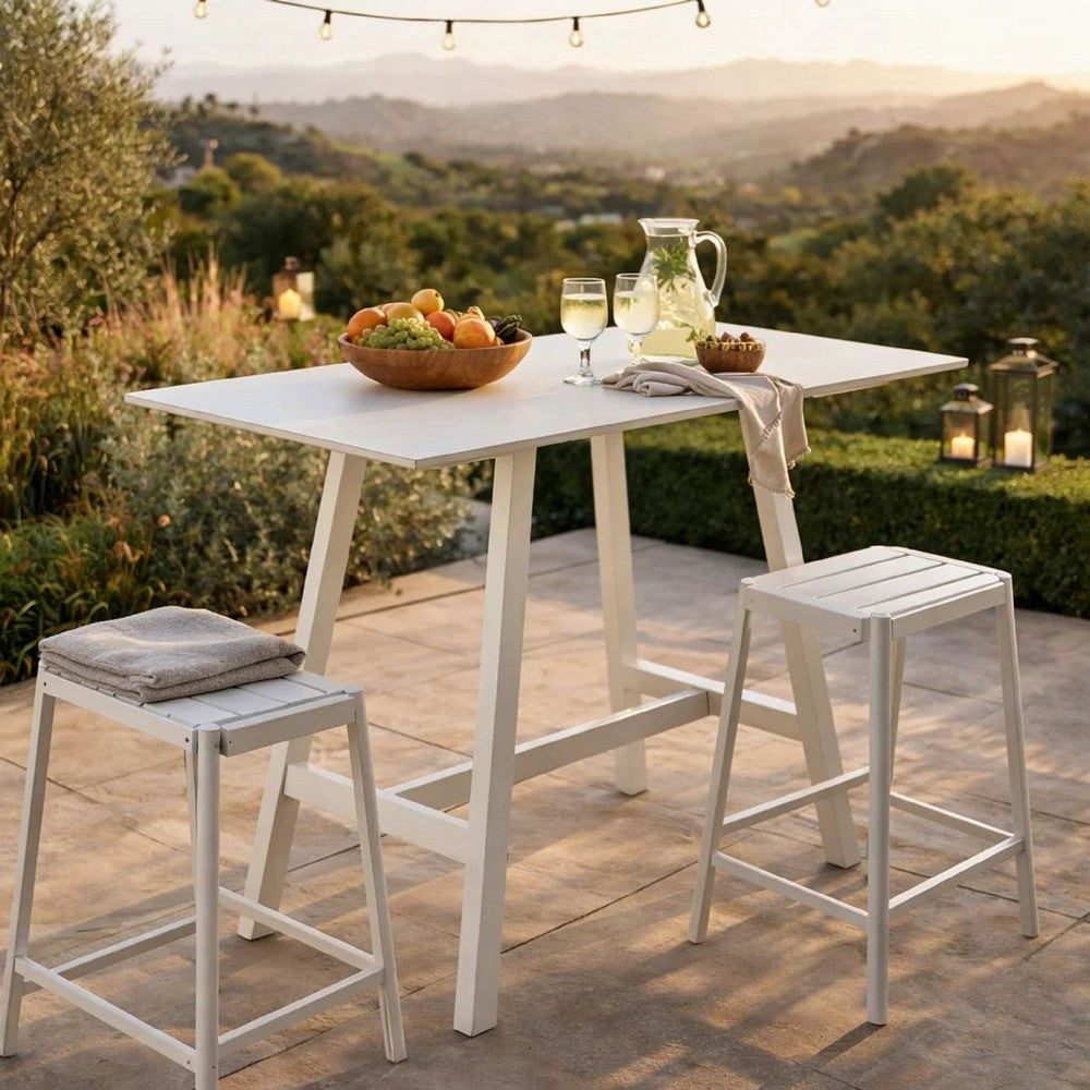 Keli Bar Table | 43" | Rectangular | Classic White Aluminum Frame