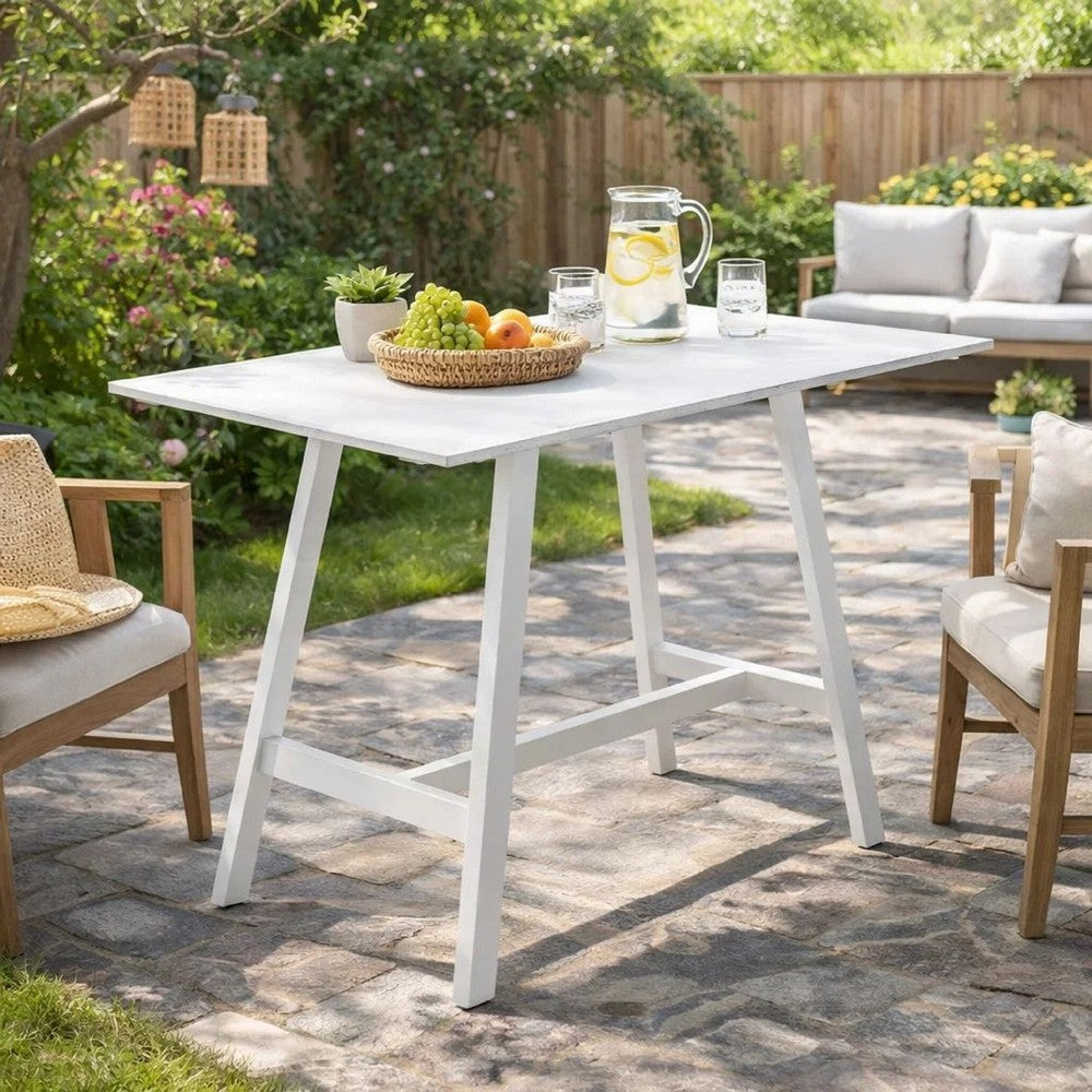 Keli Bar Table | 43" | Rectangular | Classic White Aluminum Frame