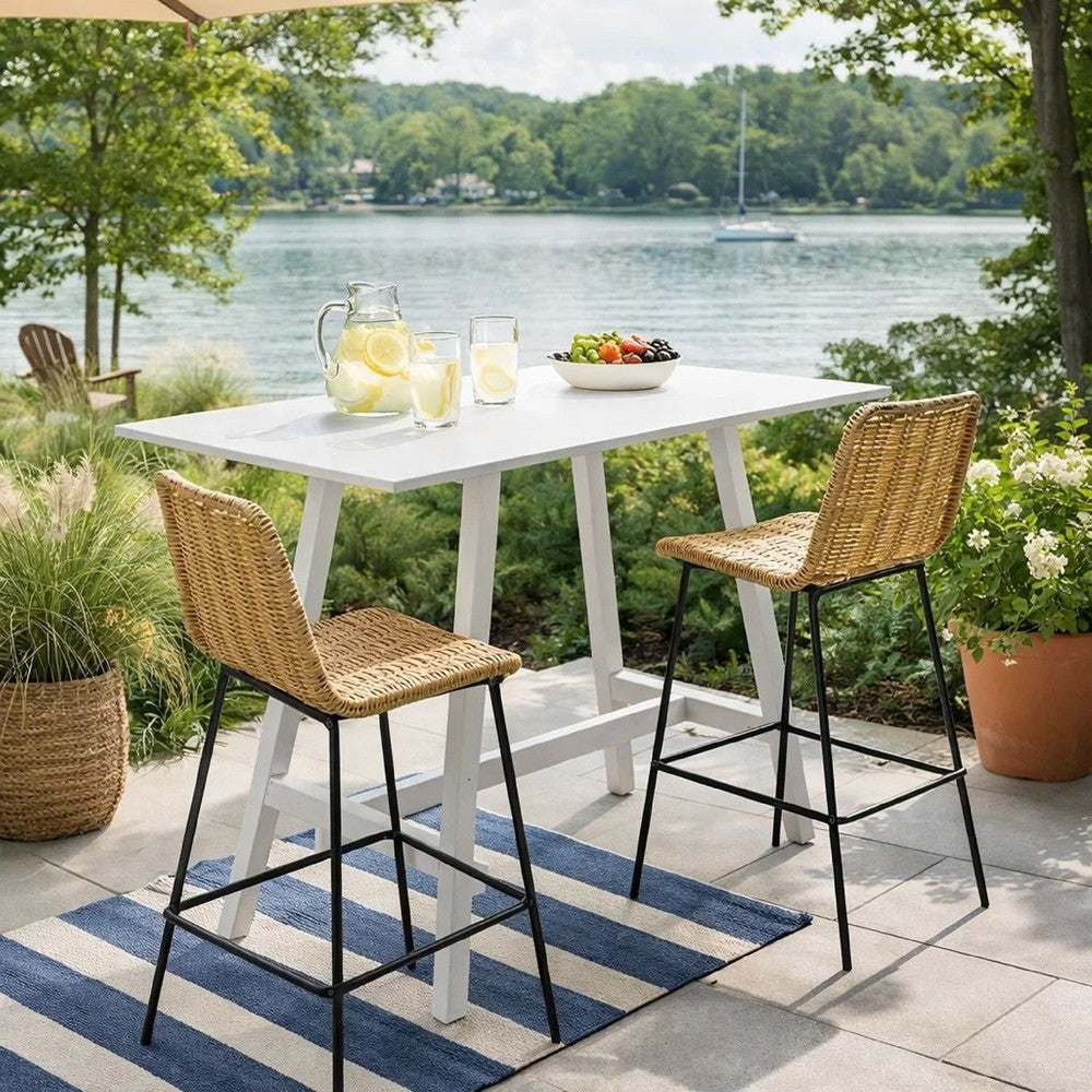 Keli Bar Table | 43" | Rectangular | Classic White Aluminum Frame