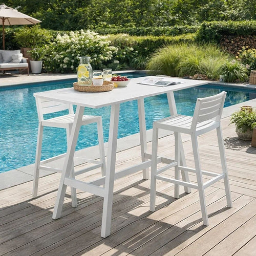 Keli Bar Table | 43" | Rectangular | Classic White Aluminum Frame