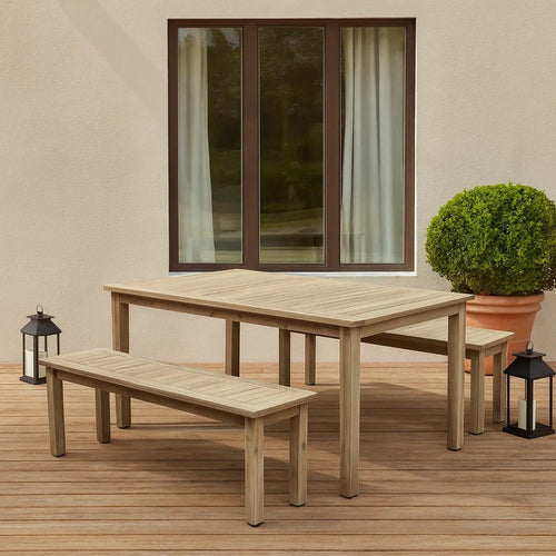 Felix Dining Set | 3 Piece | Acacia Wood | 6 Seater | Natural Brown