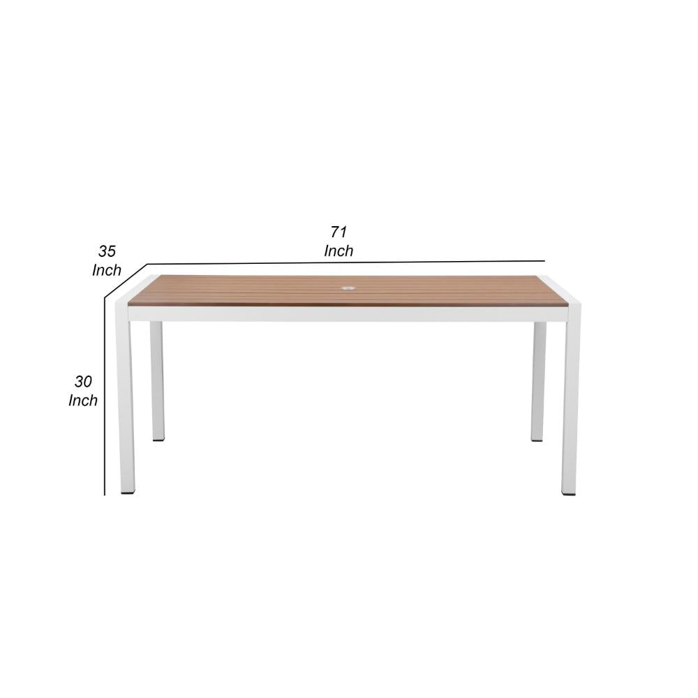 Fifi Dining Table | 71’’ | Brown Polyresin | White Metal Frame BM287789