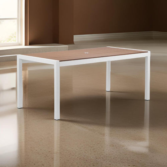 Fifi Dining Table | 71" | Brown Polyresin | White Metal Frame