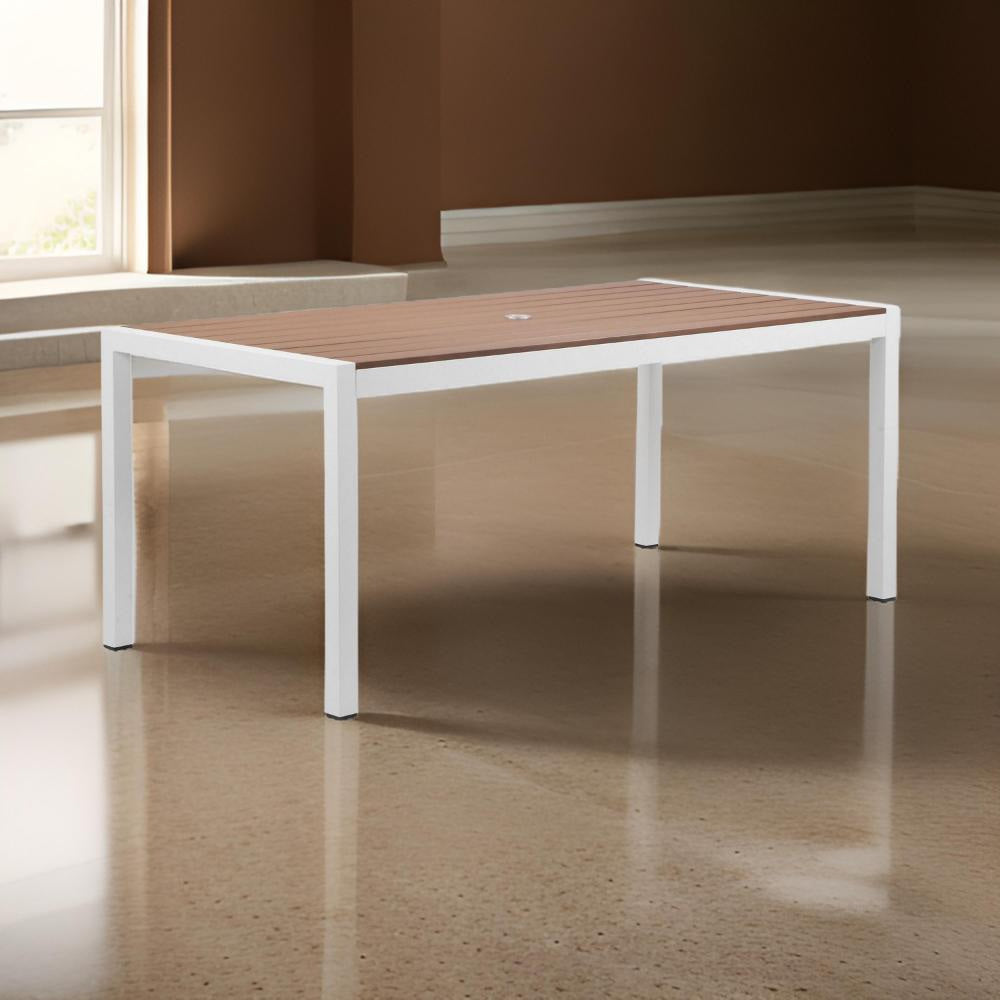 Fifi Dining Table | 71" | Brown Polyresin | White Metal Frame
