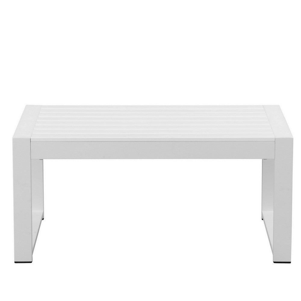 Lark Coffee Table | 35" | White Aluminum Frame | Polyresin Top