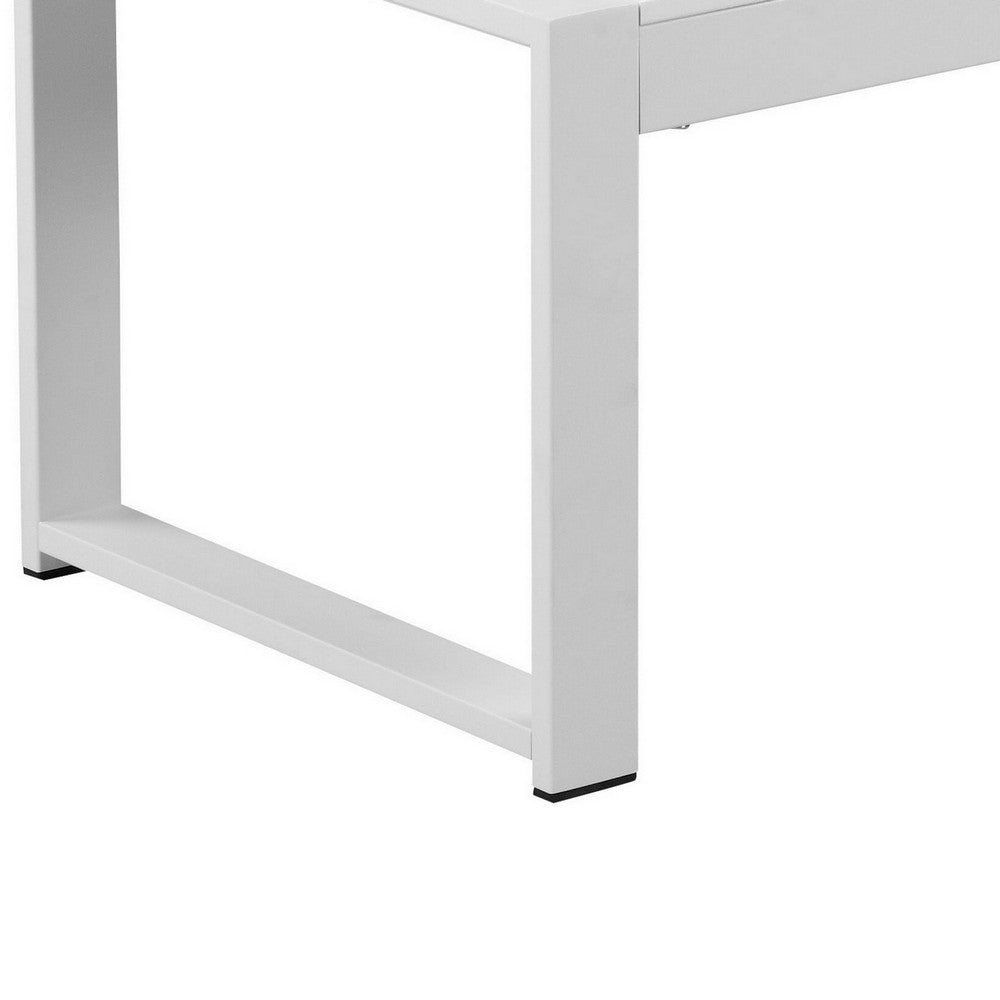 Lark Coffee Table | 35" | White Aluminum Frame | Polyresin Top