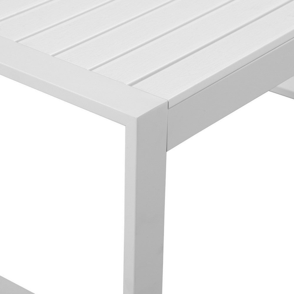 Lark Coffee Table | 35" | White Aluminum Frame | Polyresin Top