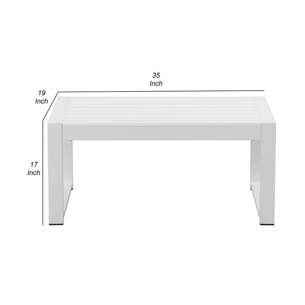 Lark Coffee Table | 35" | White Aluminum Frame | Polyresin Top