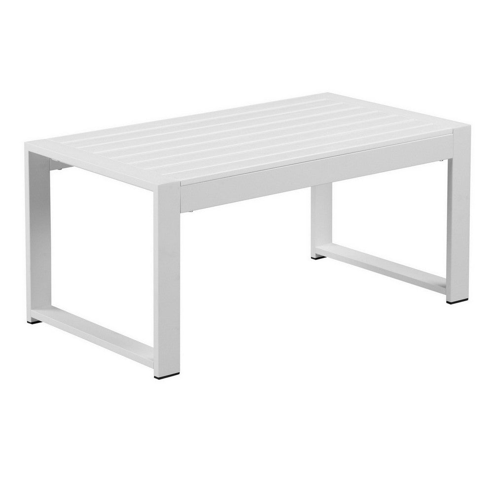 Lark Coffee Table | 35" | White Aluminum Frame | Polyresin Top