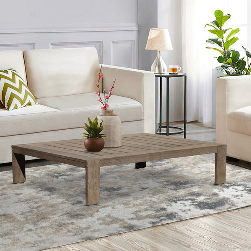 Neji Coffee Table | 51" | Burnt Brown Acacia | Plank Surface