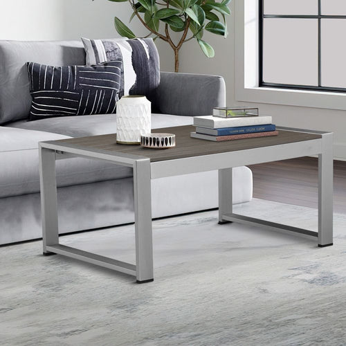 Kili Coffee Table | 35" | Polyresin | White Gray Aluminum