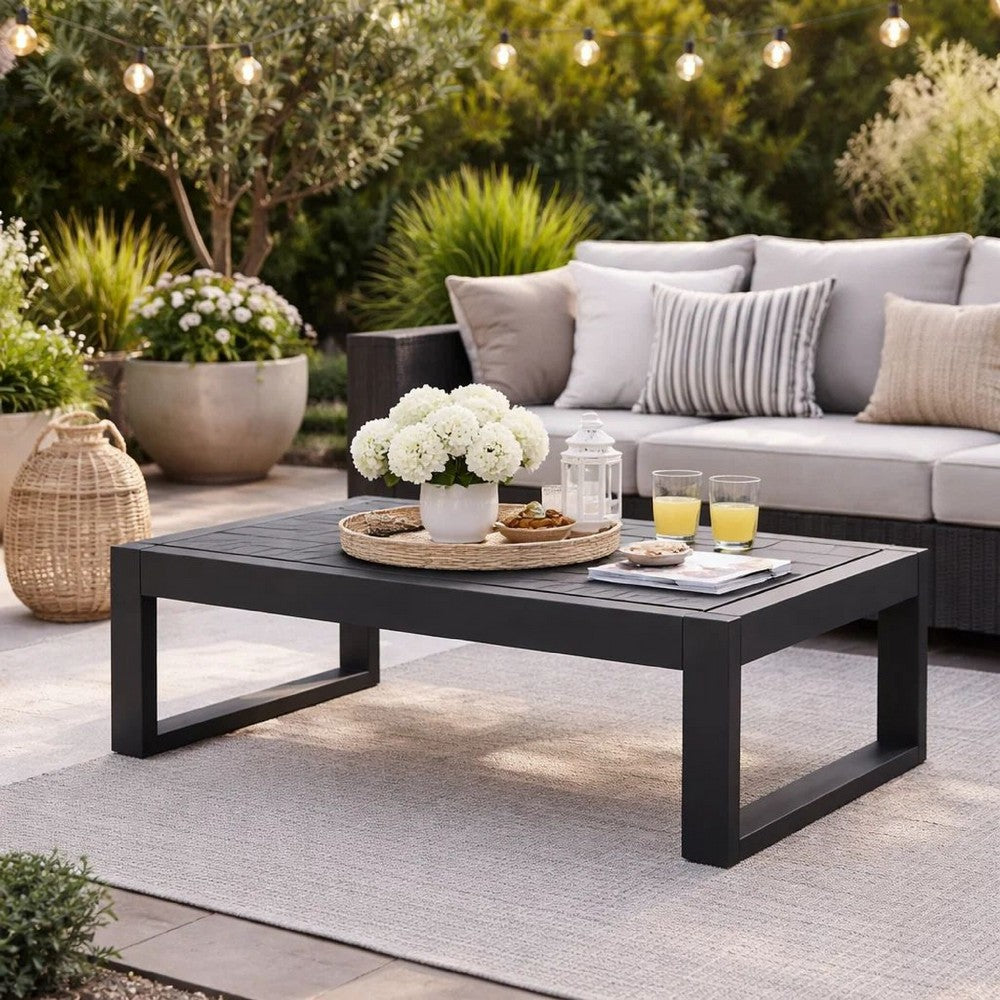 Kili Coffee Table | 35" | Polyresin | Black Aluminum Frame