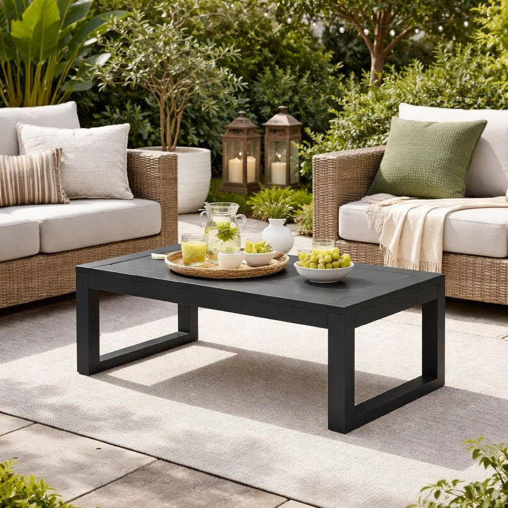 Kili Coffee Table | 35" | Polyresin | Black Aluminum Frame