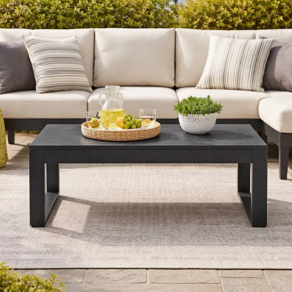 Kili Coffee Table | 35" | Polyresin | Black Aluminum Frame
