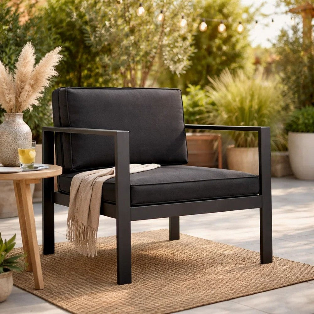 Kili Armchair | 29" | Black Aluminum | Water Resistant Fabric