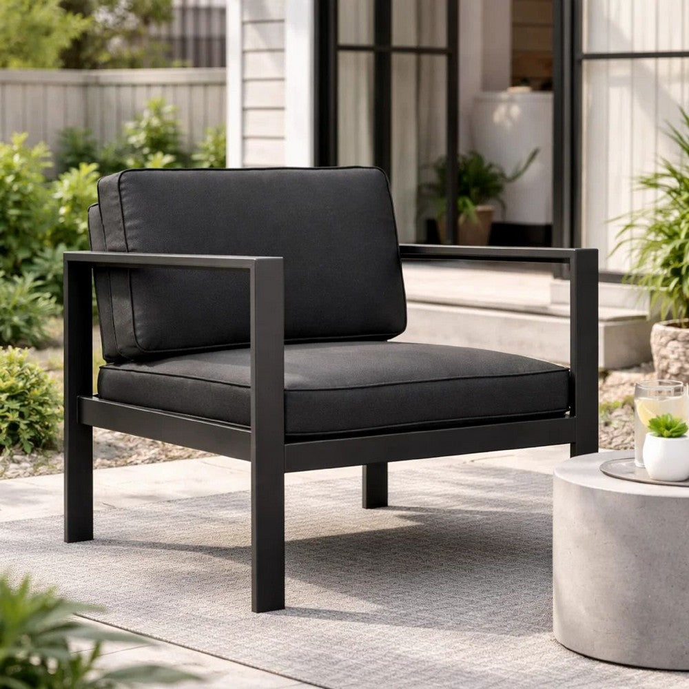 Kili Armchair | 29" | Black Aluminum | Water Resistant Fabric