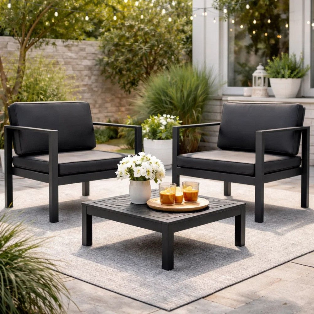 Kili Armchair | 29" | Black Aluminum | Water Resistant Fabric