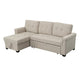 Elliot 84 Inch Sleeper Sectional Sofa, Storage Chaise, Light Gray Linen