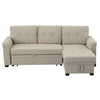 Elliot 84 Inch Sleeper Sectional Sofa, Storage Chaise, Light Gray Linen